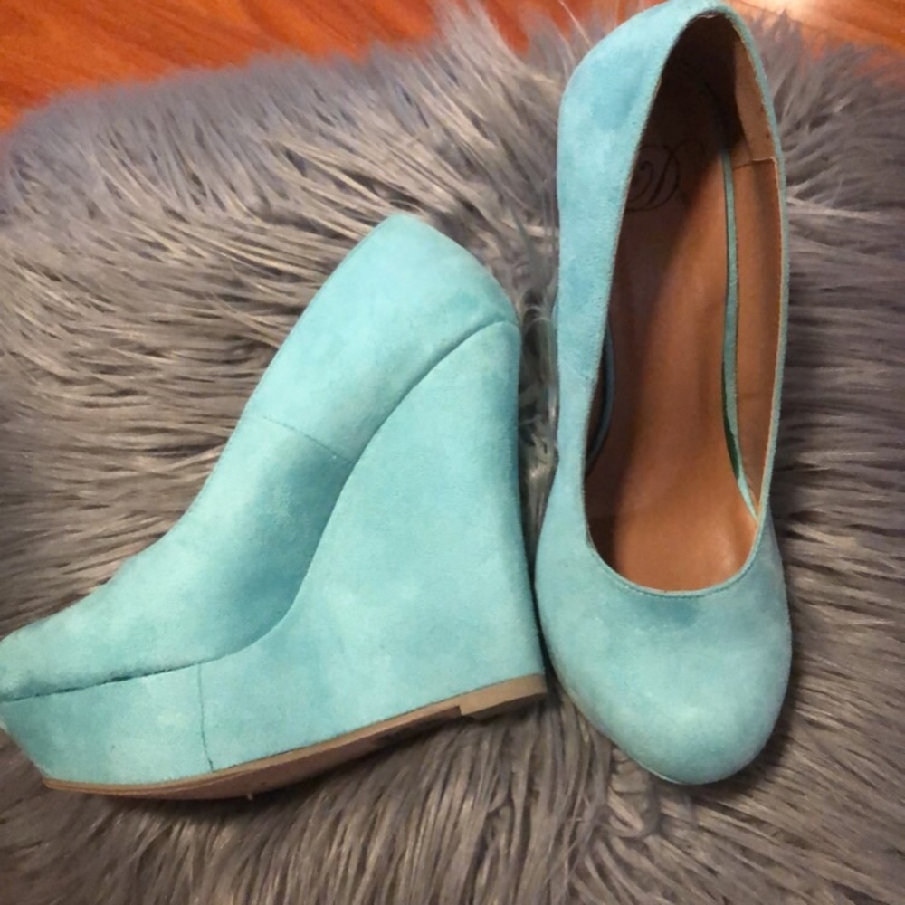 Imitation suede wedges